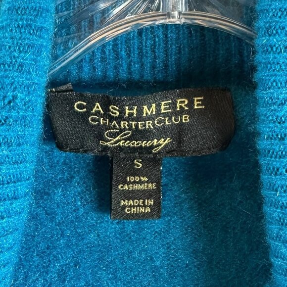Peacock Blue 100% Cashmere Turtleneck Sweater by Charter Club Size Small - Picture 5 of 6